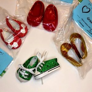 American Girl 18 inch size shoes, glitter, sequin, mid top athletic shoes, new